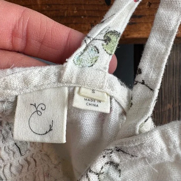 Anthropologie Womens Sz Small Floral Babydoll Top Linen Cottagecore Y2K - Picture 3 of 9